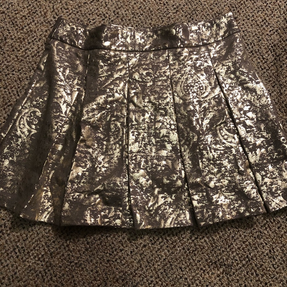 Brand new mark. brand Pleated mini skirt size XXL gold brush design w zipper